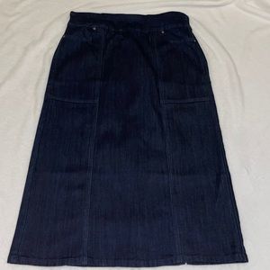 Christopher & Banks Midi Dark Blue Jean Skirt-Size 6